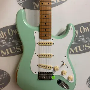 Fender Road Worn 50's Stratocaster electric guitar in mint green.