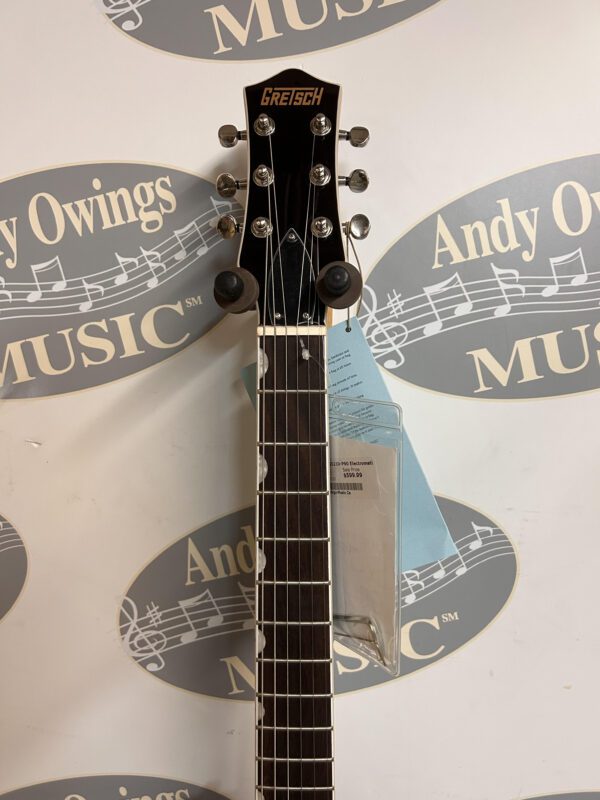 A guitar with a label on it.