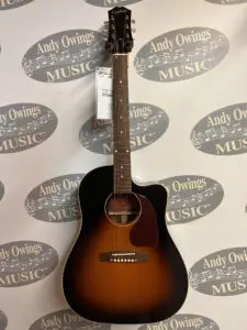 An Epiphone J-45 EC Acoustic Guitar - Aged Vintage Sunburst Gloss with a sunburst finish.