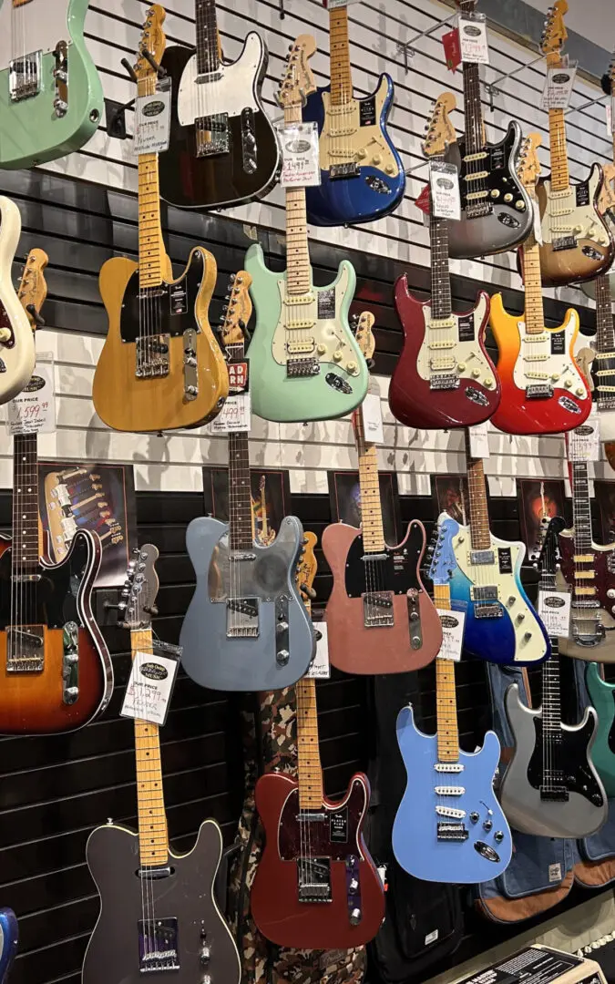 So many guitars hanging at the shop