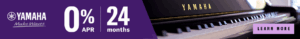 * Subject to credit approval. 24 monthly payments of $41.67 per $1,000 financed at 0.00% APR. On purchases of new and in-stock qualifying Yamaha pianos from May 1, 2026 to July 6, 2026.